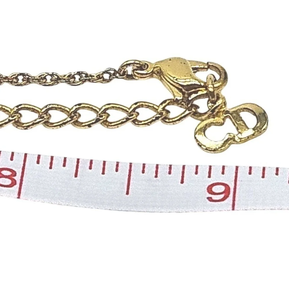 Christian Dior Vintage Monogram Oblique Pendant Necklace‎ Gold Tone Blue Logo